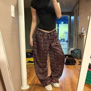 Victoria's Secret Black and Pink Track Pants